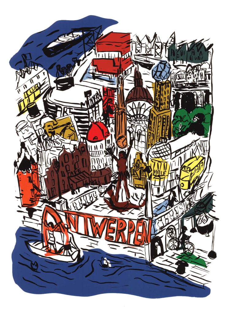 illustration buildings colorés