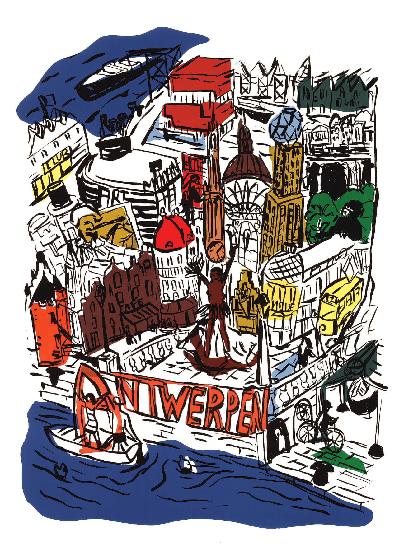 illustration buildings colorés