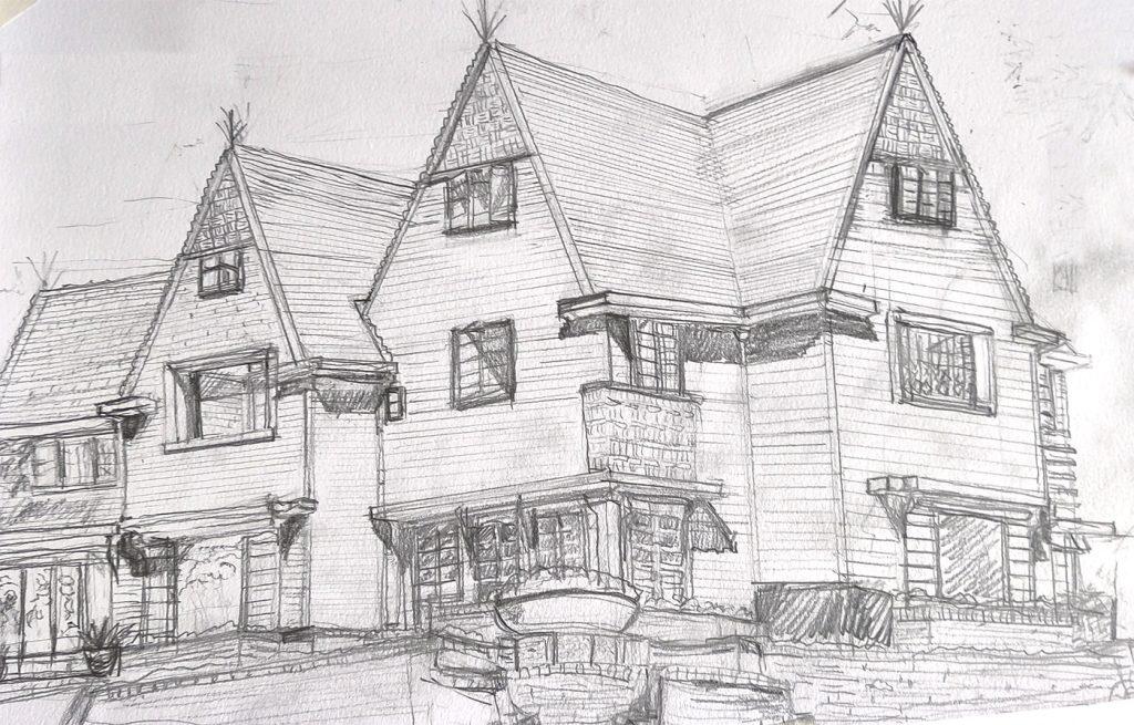 dessin au crayon de la maison van Buuren