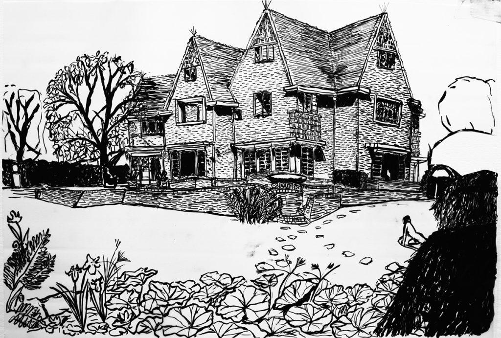 dessin à l'encre de la maison van Buuren