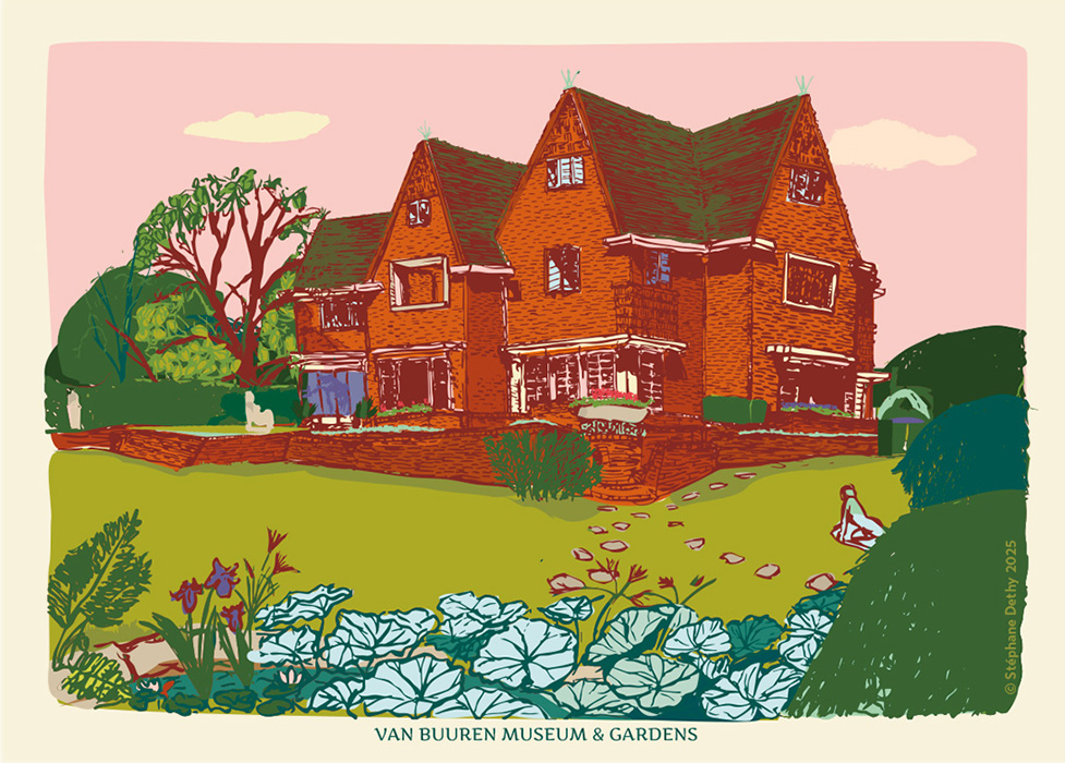 illustration de la maison van Buuren avec le jardin en avant