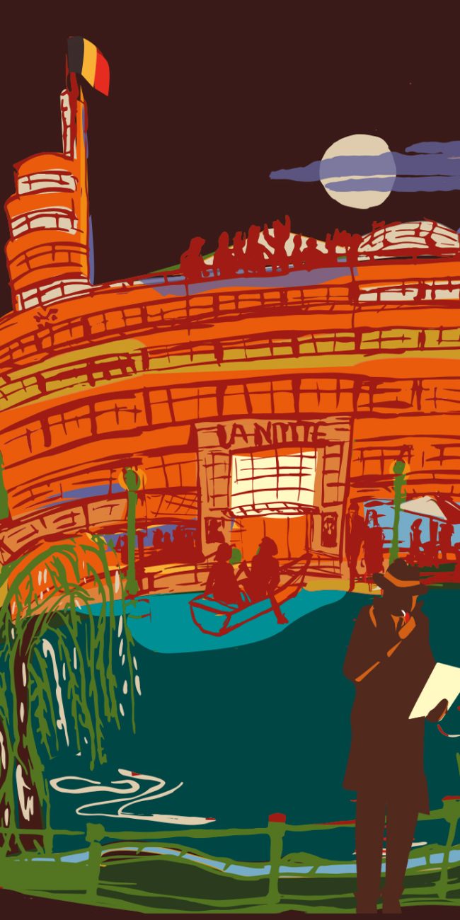 flagey en décor de nuit avec l'étang