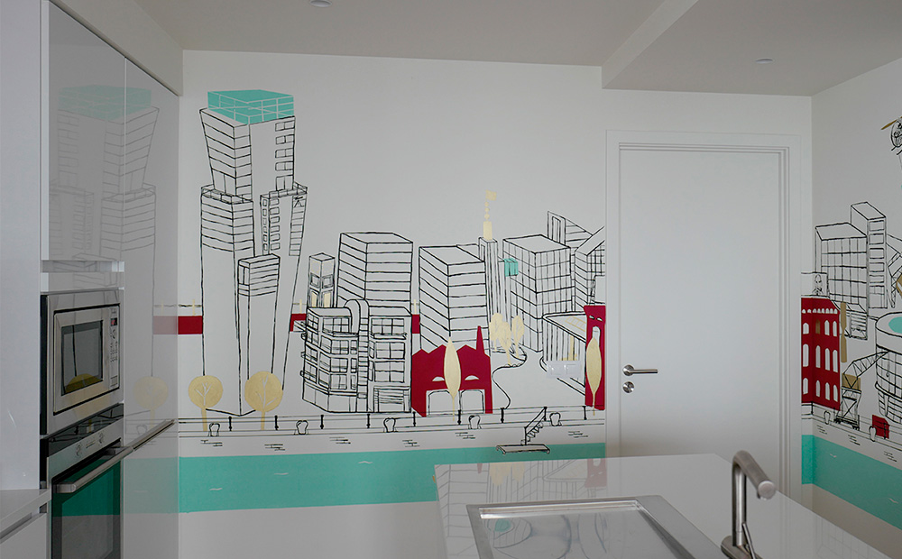 illustration buildings au bord du canal