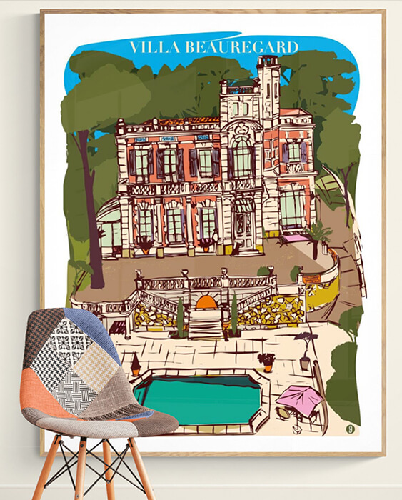 illustration villa ancienne avec piscine
